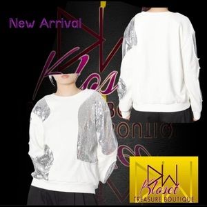 Sweatshirt with sequins one Shoulder